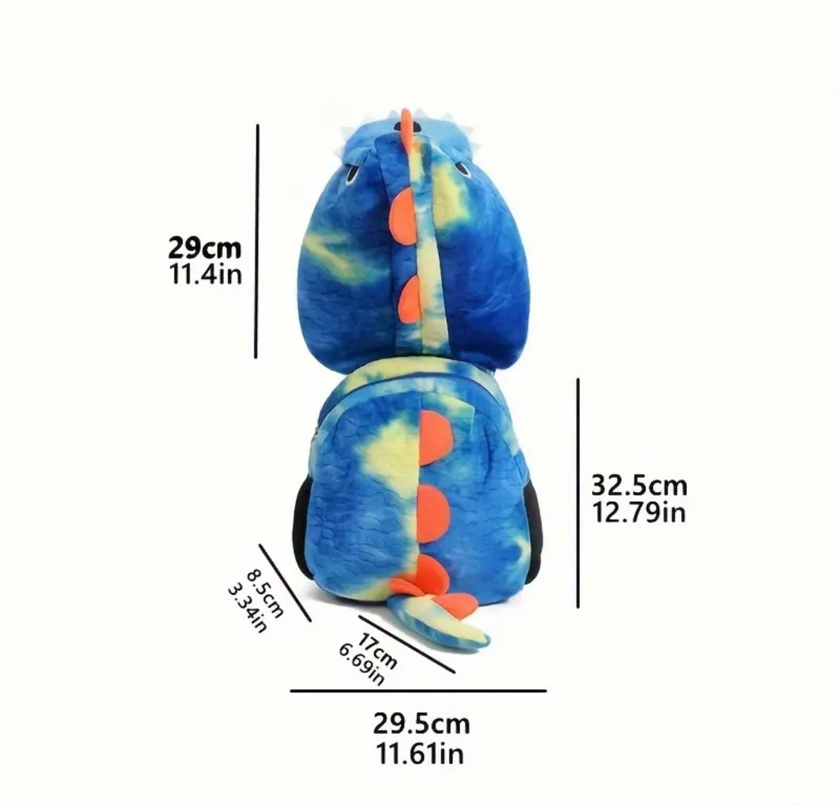 Mochila de peluche con capucha de dinosaurio