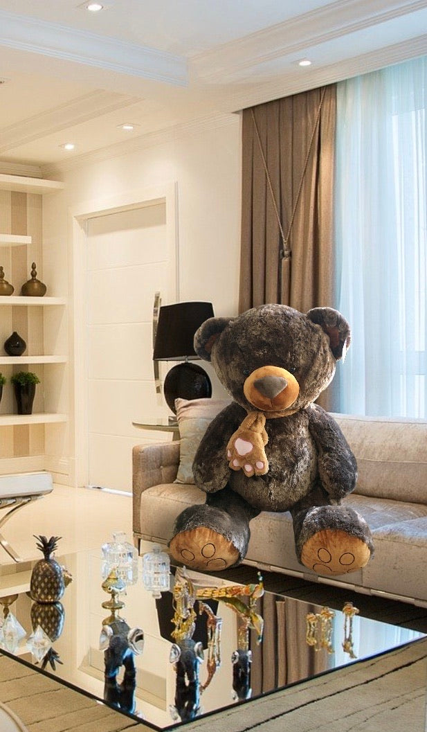 Oso Garra café oscuro con bufanda 117 cm Grande