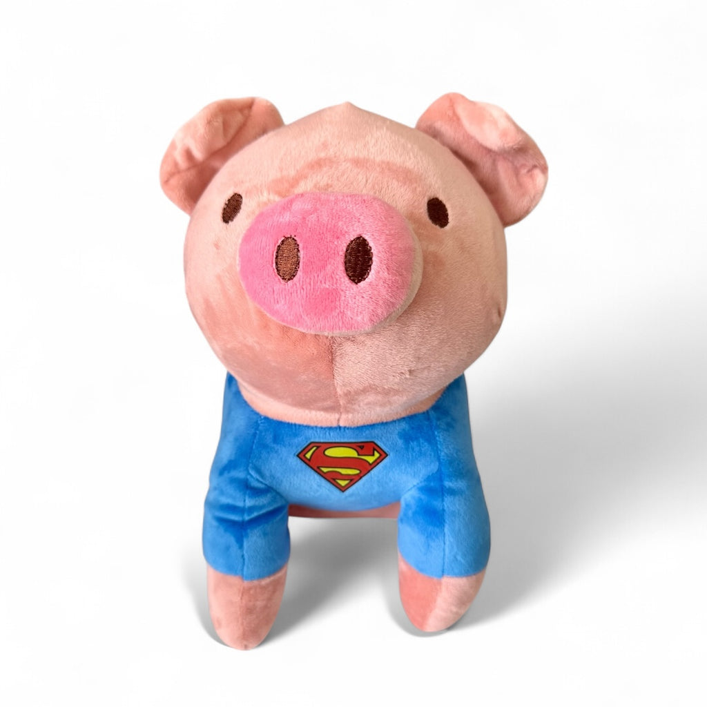 Cerdo de peluche disfrazado de Superman 30 cm Nacional C3-SN
