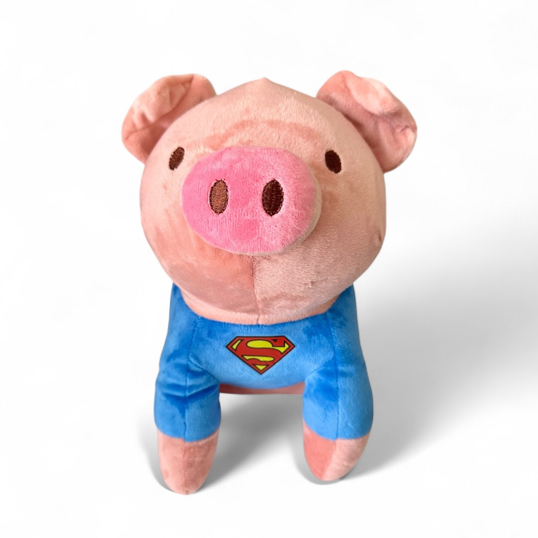 Cerdo de peluche disfrazado de Superman 30 cm Nacional C3-SN