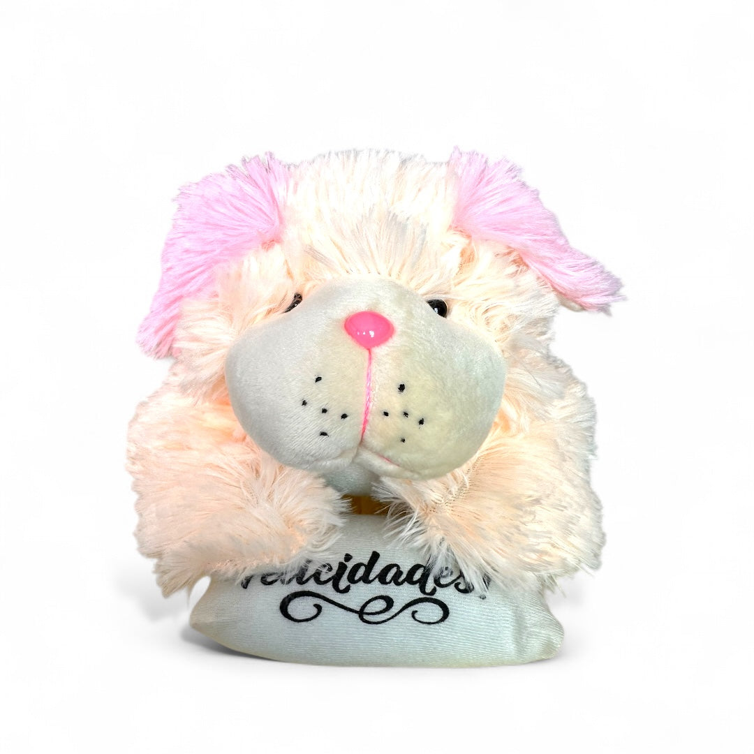 Perro echado con almohada de peluche 23 cm
