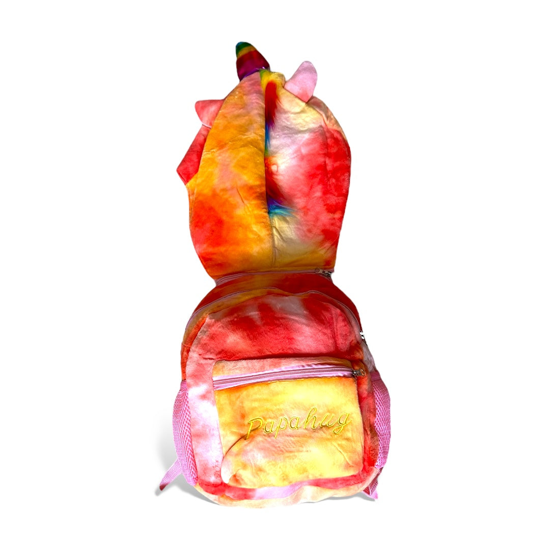 Mochila de peluche con capucha de unicornio
