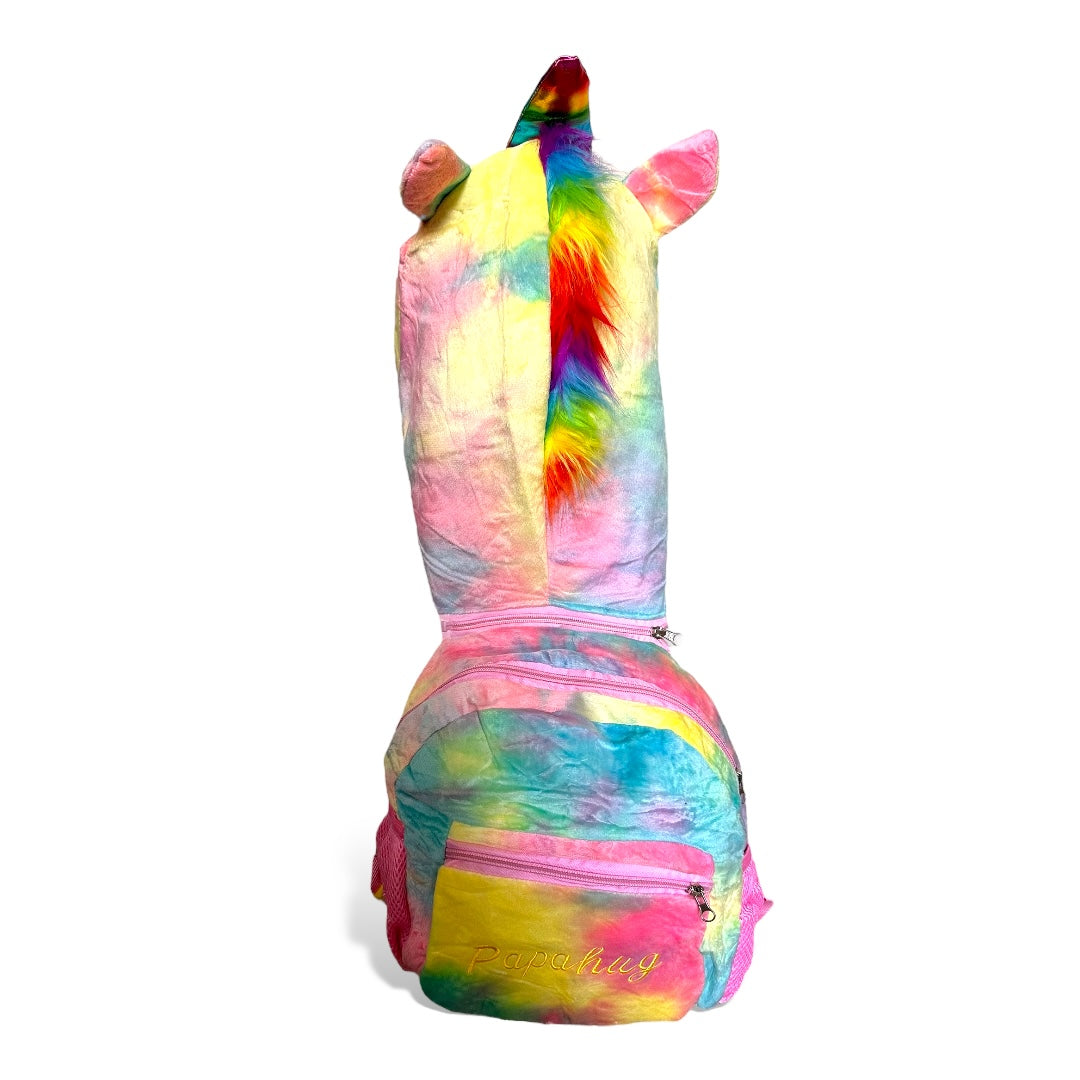 Mochila de peluche con capucha de unicornio