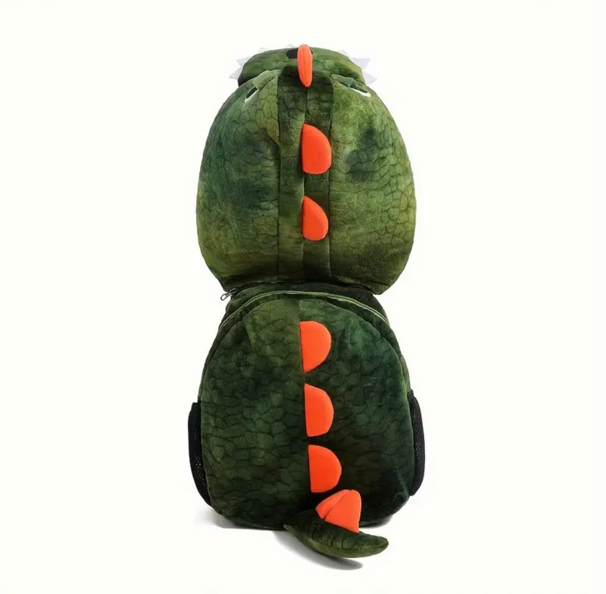 Mochila de peluche con capucha de dinosaurio