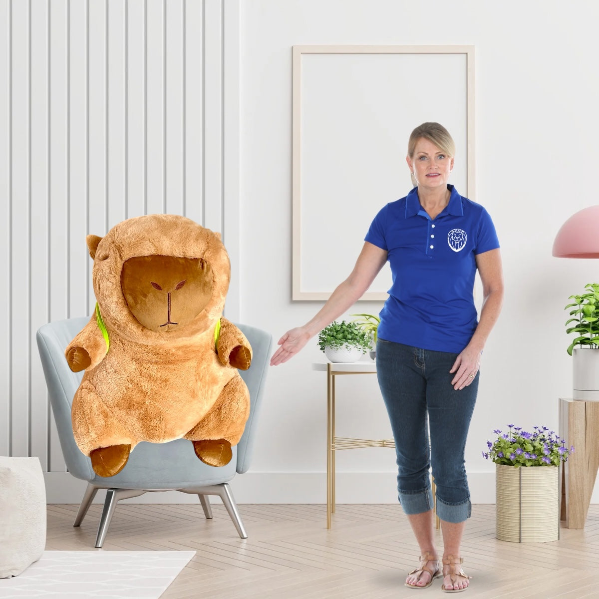 Capibara de peluche 80 cm con mochila de tortuga Nacional S-C/GTE