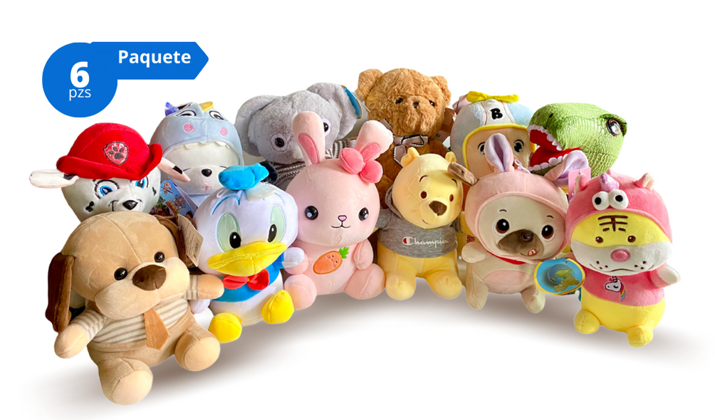 Peluche Fino Importación Set 6 Pzs Surtido 20 cm