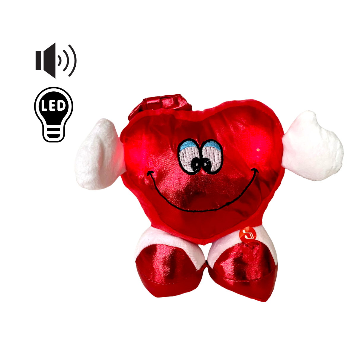 Corazón de peluche Set 10 Pzs Luz y Sonido 15 cm