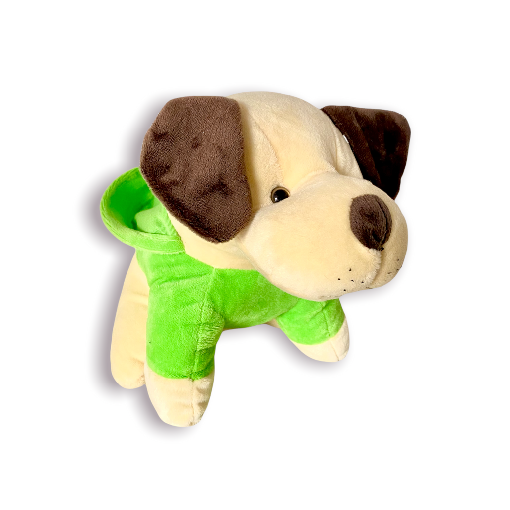 Perro con sudadera de peluche 23 cm